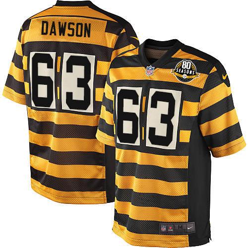 Youth Limited Dermontti Dawson 80th Anniversary Nike Jersey Gold/Black Alternate - #63 Throwback NFL Pittsburgh Steelers